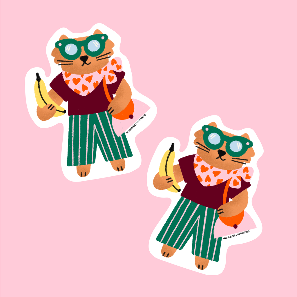 Autocollant Chat fashionista